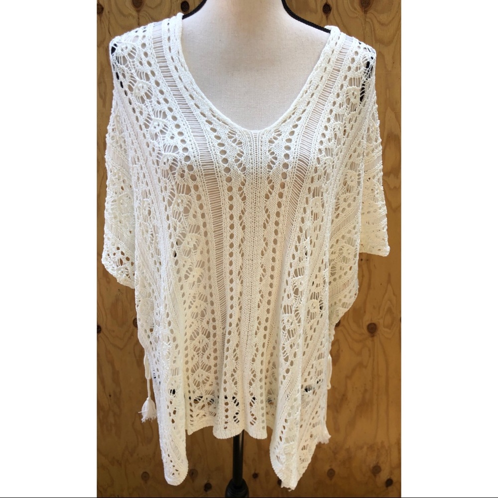 Bohemian Crochet Poncho One Size
